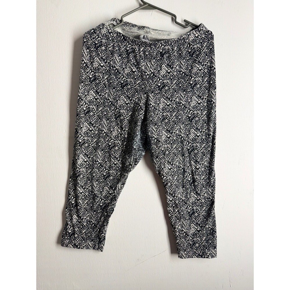 Old Navy Womens XL Cropped Leggings Navy White Geometric Fair Isle Stretch Yoga